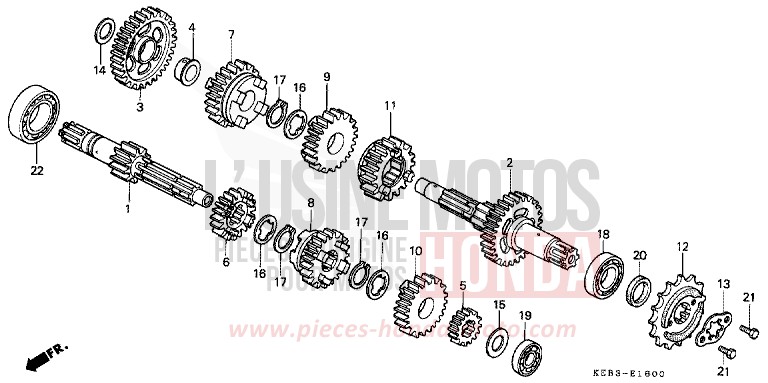 GETRIEBE von CA125 REBEL VORTEX PURPLE METALLIC (RP140) von 1996